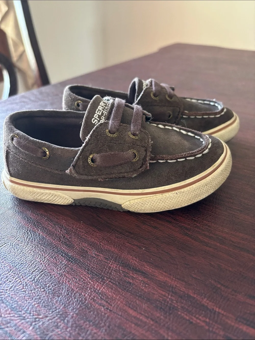 Sperry Kids Dark Brown Suede Boat Shoes